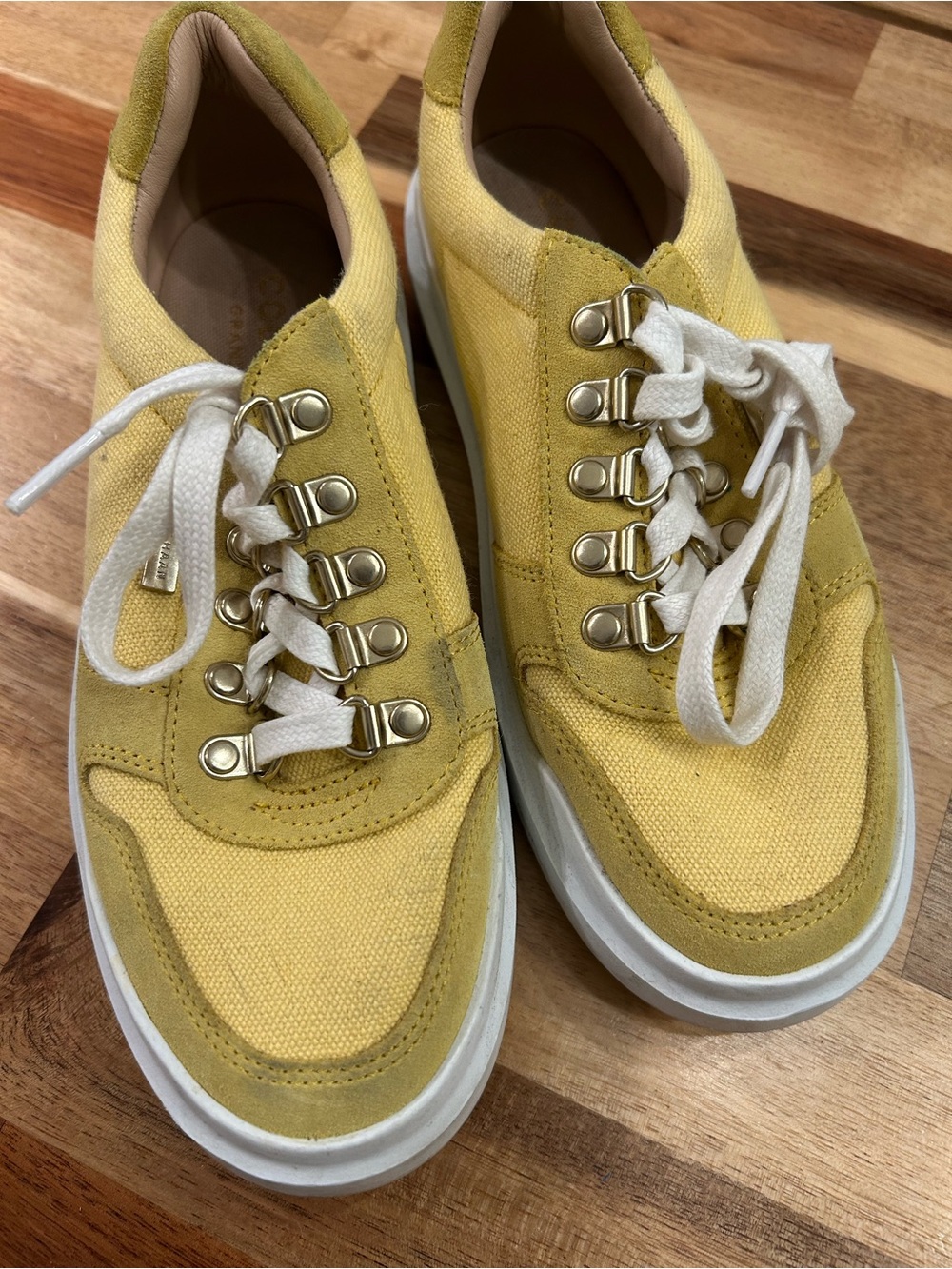 Cole Haan Women’s Yellow Canvas Low-Top Sneakers